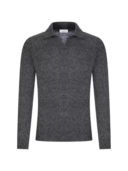 Gulerat tricou polo Roberto Collina tricotate gri