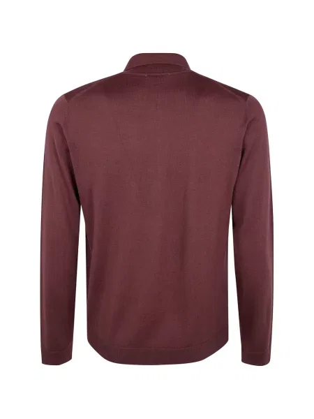 Lung tricou polo Nuur de lână roșu