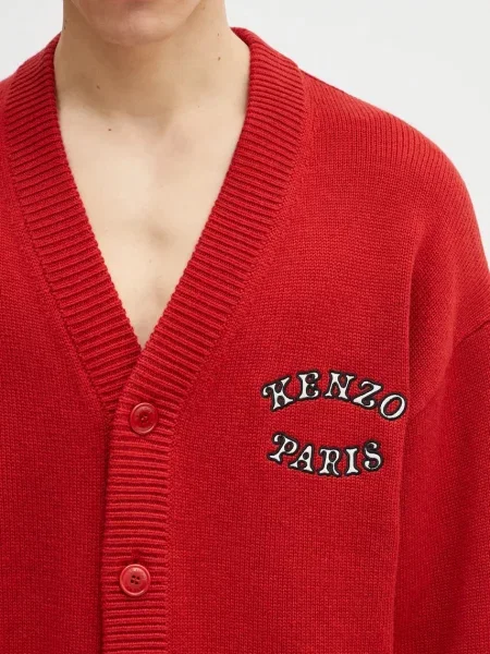 Шерстяной кардиган Kenzo красный