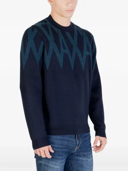 Pulover Armani Exchange cu autograf negru