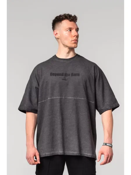 Pánske športové tričko NEBBIA Washed-Off Heavyweight No Shortcuts black čierna
