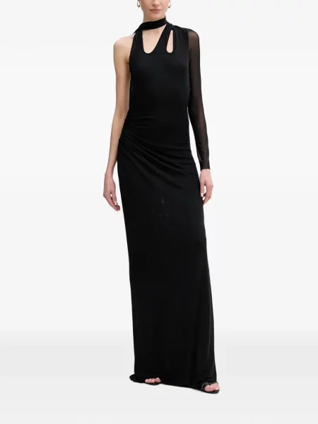 Rochie maxi Silvian Heach cu volane asimetrică negru