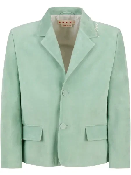 Sacou Marni din piele de căprioară verde