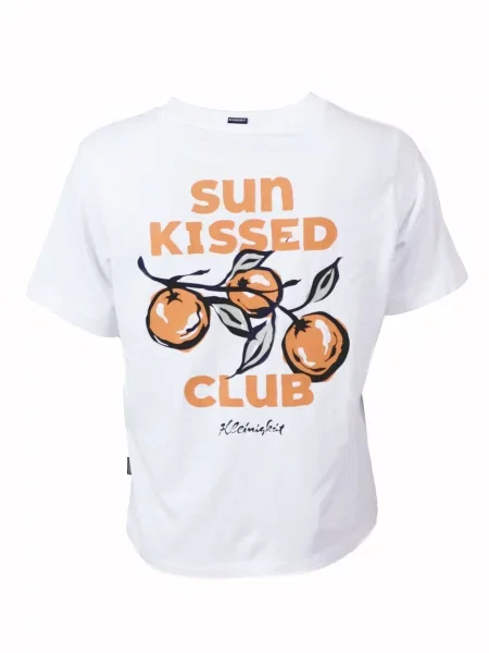 Kleinigkeit Tričko Big Sunkissed pastelově zelená / tmavě oranžová bílá
