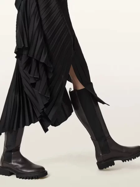 Кожаные сапоги Allsaints коричневые