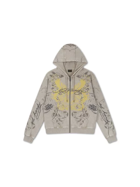Ed Hardy Hanorac Venom galben / grej / gri închis negru