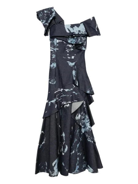 Sukienka jeansowa Saiid Kobeisy z nadrukiem garniturowa