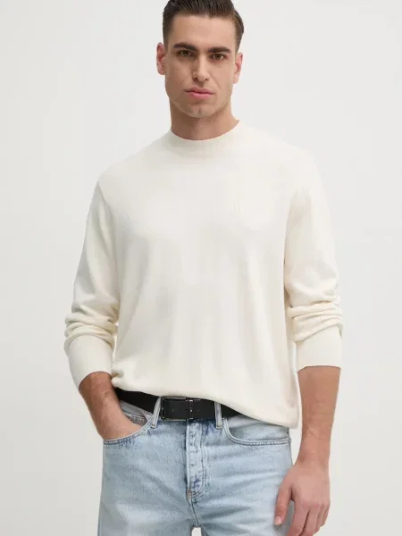 Pulover Armani Exchange de mătase alb