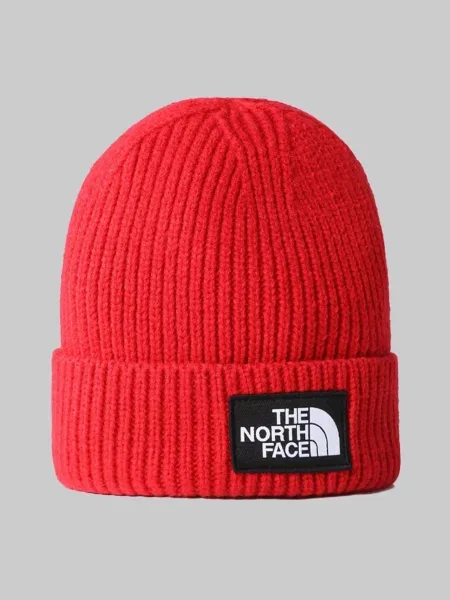 Шапка The North Face без косточек красная