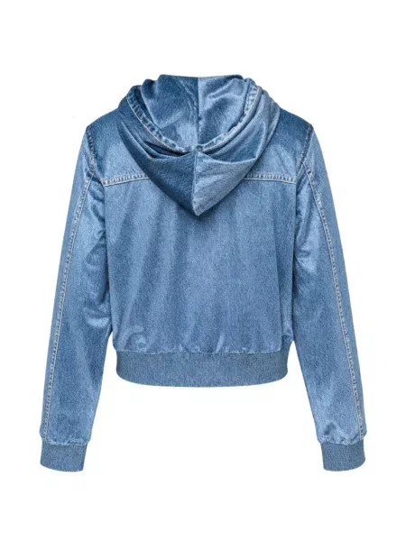 Hanorac cu glugă Rag & Bone de catifea albastru