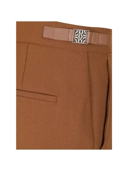 Lniane spodnie Max Mara brązowe