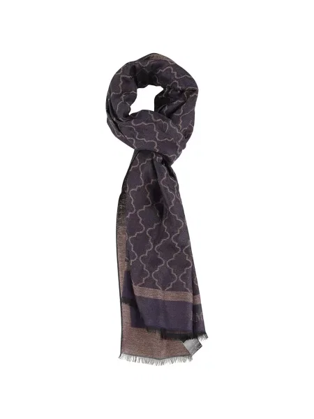 Fular Emporio Armani cu franjuri cu imprimeu geometric albastru