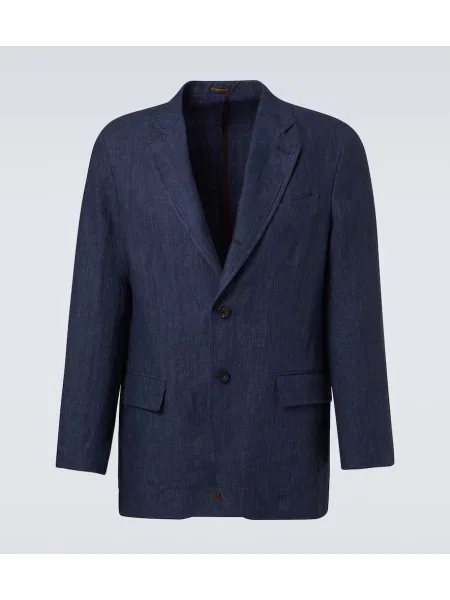 Laneni laneni blazer Rubinacci modra