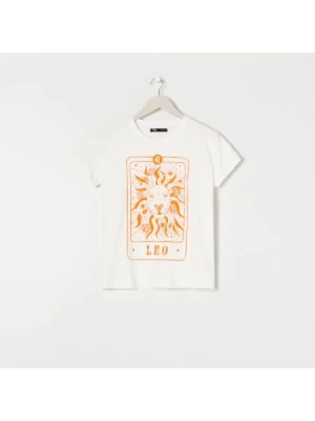 Sinsay Tričko s potiskem Krémová