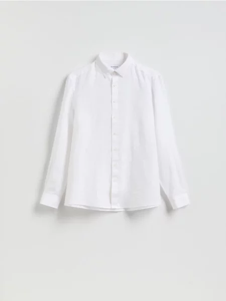 Reserved Lniana koszula regular fit biały
