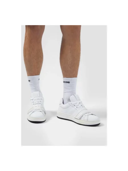 Sneakersy Gcds skórzane z logo białe