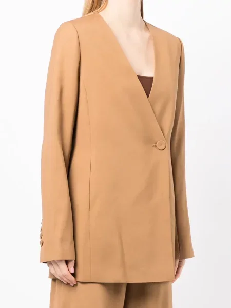 Płaszcz Goodious z dekoltem w serek dwurzędowy brązowy