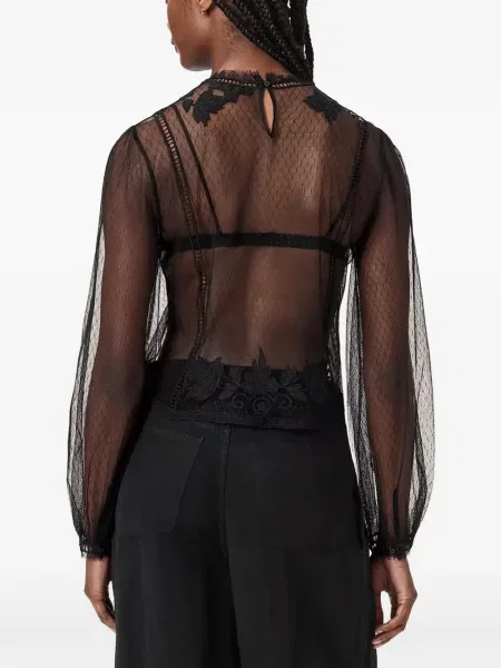 Bluză Allsaints cu model floral negru