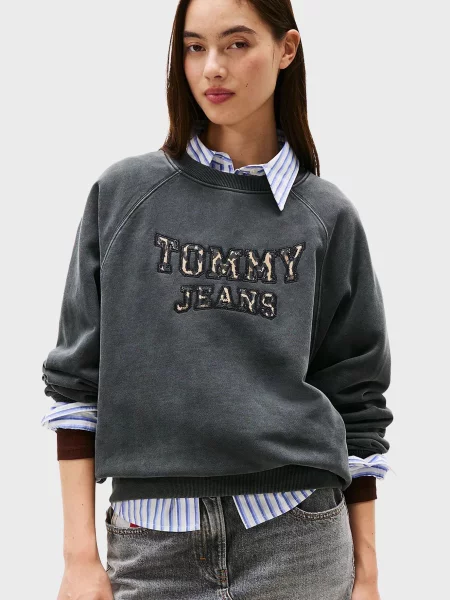 Леопардовий світшот Tommy Jeans сірий