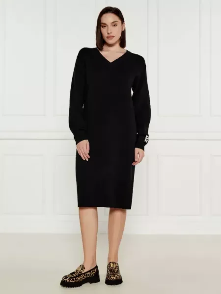 DKNY Gyapjú ruha fekete