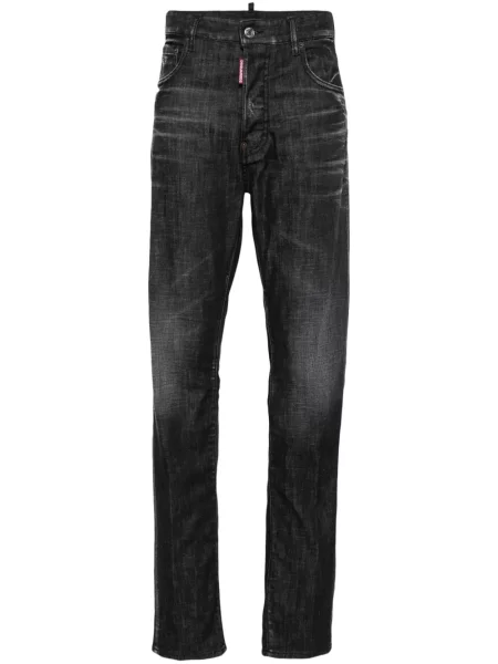 Blugi drepți Dsquared2 zdrențuiți gri