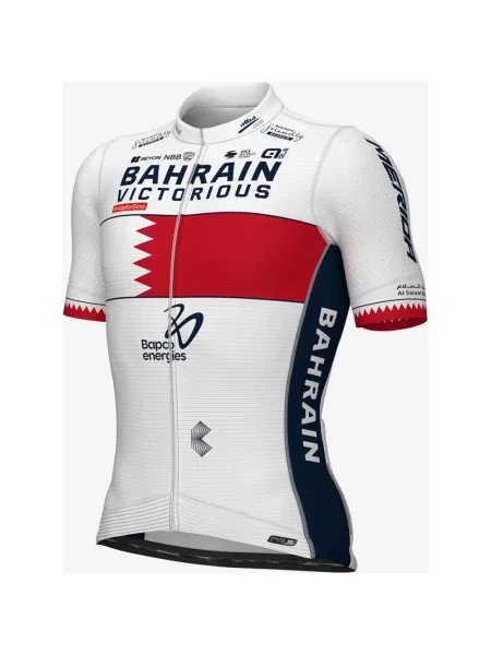 Koszulka rowerowa Bahrain-Victorious Champion Prime krótki rękaw biało-czerwona M biała