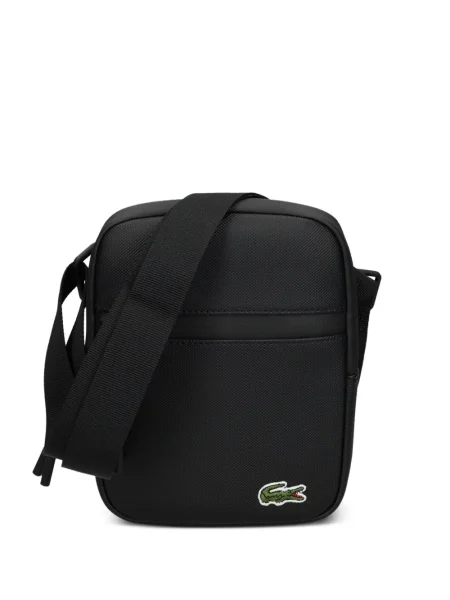 Geantă crossbody Lacoste cu aplicații negru