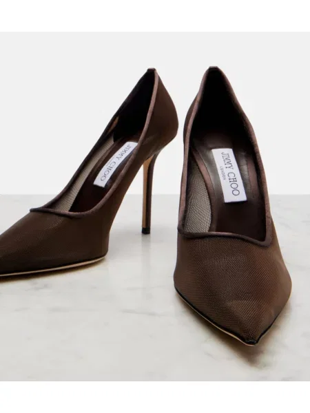 Pantofi cu toc Jimmy Choo plasă maro