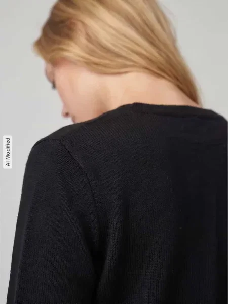 Kurtka z dzianiny o kroju regular fit z dodatkiem wełny model ‘MALOU’ Pieces czarna