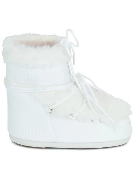 Cizme Moon Boot de lână alb