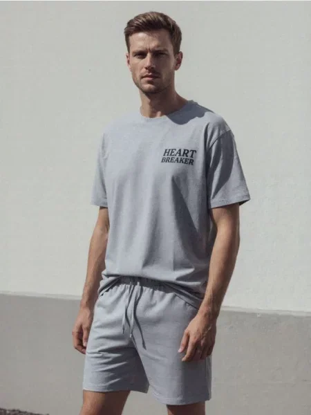 Sinsay piżama dwuczęściowa z nadrukiem szary