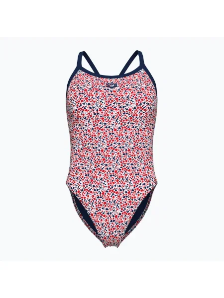 Дамски цял бански костюм arena Pebbles Xcriss Cross multi white/navy бяло