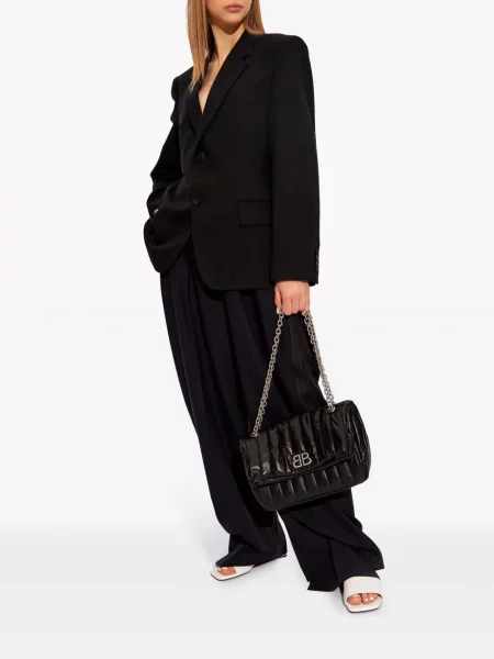 Vlněné jednořadé sako Balenciaga černé