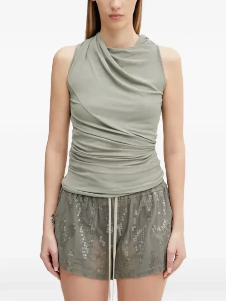 Top Rick Owens Lilies fără mâneci drapat verde