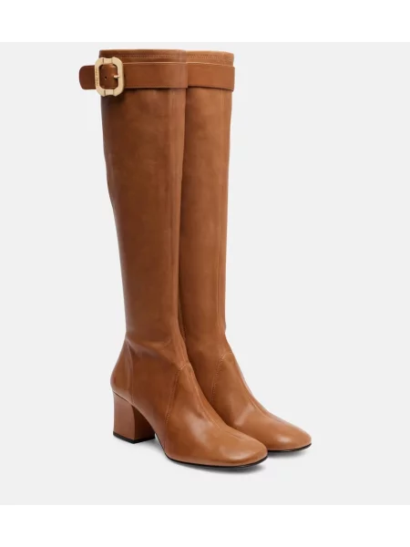 Usnjene škornji Miu Miu rjava