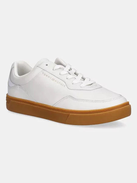 Tommy Hilfiger Usnjene superge CASUAL CUPSOLE SNEAKER bež