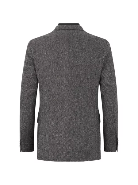 Sacou Boss cu model herringbone gri