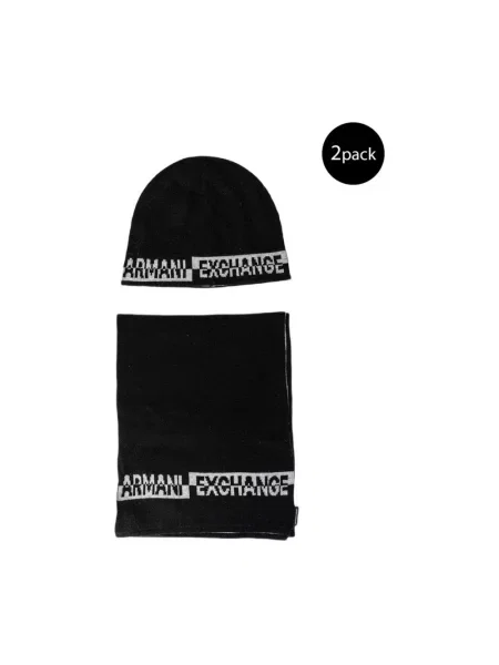 Szal Armani Exchange wełniana z logo czarna