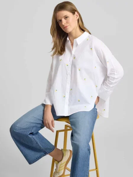 Bluzka koszulowa o kroju relaxed fit z czystej Model NEW LINA GRACE' Only biała
