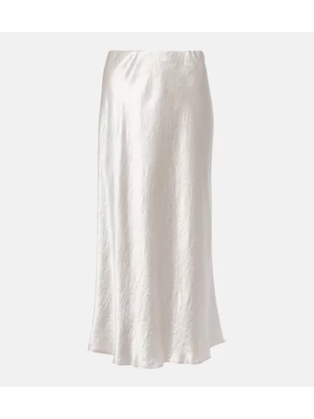 Fustă midi Max Mara din satin până la genunchi gri