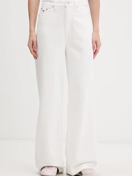 Tommy Jeans blugi wide leg pentru femei alb