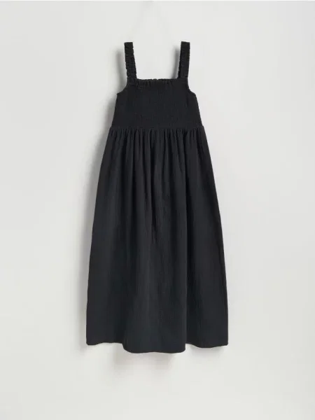 Reserved Muślinowa sukienka midi czarny