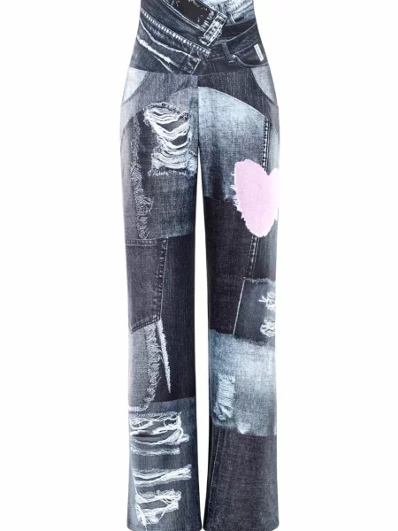 Winshape Pantaloni sport gri / gri denim / roz alb
