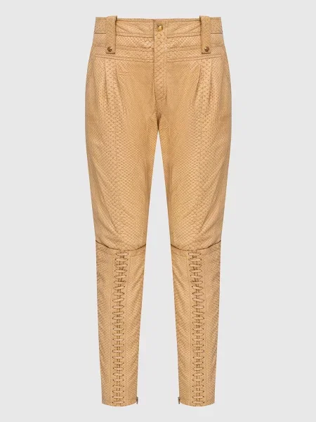 Кожаные брюки Gucci бежевые