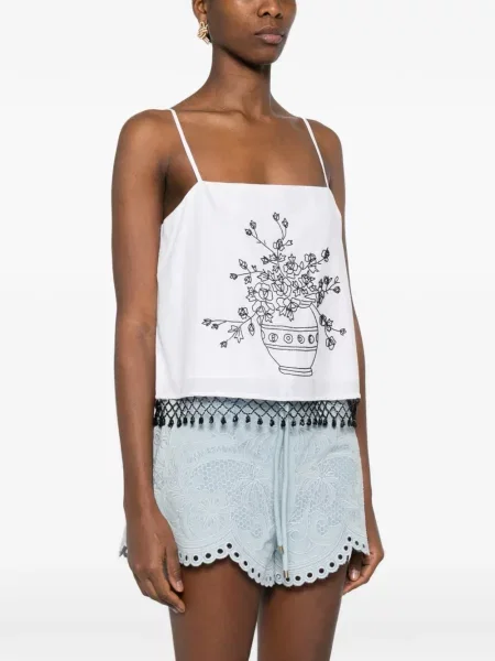 Top Bode w kwiatki z nadrukiem biały