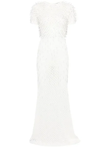 Dzianinowa maksi sukienka maxi David Koma garniturowa biała