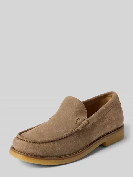 Loafersy z naturalna skóra bydlęca model Kope_Mocc_sdd' Boss beżowe