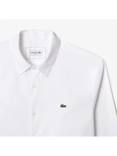 Lacoste Elastyczna Koszula Z Bawełnianej Popeliny Slim Fit biała