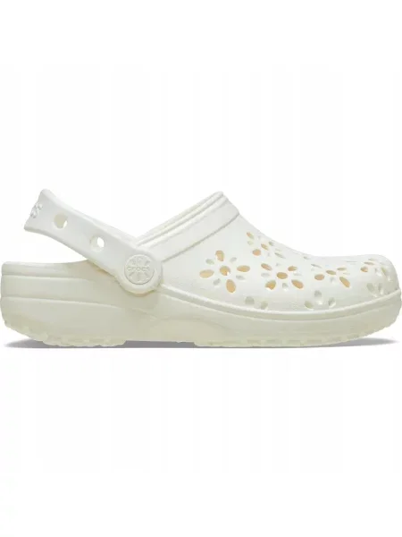 Chodaki Dla Dorosłych Crocs Classic Floral Cut Out Clog białe