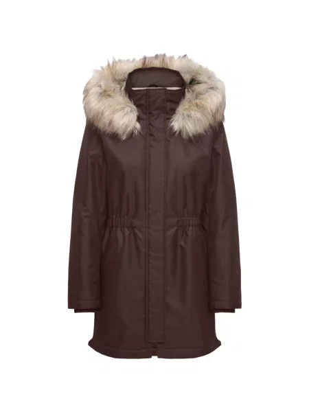 Parka Only s kožušinou hnedá